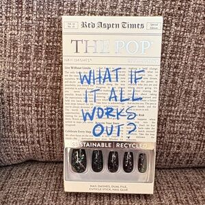 Red Aspen Black w/Multi colored glitter Medium coffin Nail Dashes Set- Helena